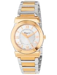 Salvatore Ferragamo Womens FI1010013 Vega Gold Ion-Plated Stainless Steel Silver Sunray Dial Quartz Watch