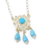14K Gold 19" Coral or Turquoise Bold Elegant Charm Necklace