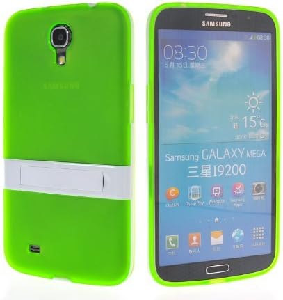 New Case for Samsung Galaxy Mega 6.3 I9200 Soft Gel Tpu Flexible Skin Slim Cover With Stand Back Cover-Green(+2 PCS Gift Cartoon Sticker)