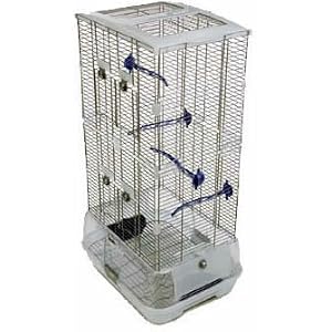 Vision Small Bird Cage S02 19x15x33in. Small Wire Double Height Blue Perches Food/Water Dishes - Vision 83210