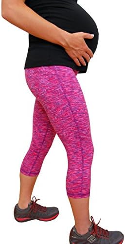 Impact Fitness - Momentum Capri Maternity-Medium (Pink Purple SpaceDye)