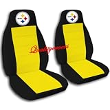 2 Black and Yellow Pittsburgh seat covers for a 2007 to 2012 Chevrolet Silverado.... by Designcovers