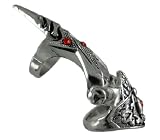 Chrome Plated Red Rhinestone Gothic Armor Ring Goth