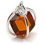 Millennium Collection Sterling Silver Spherical Pendant with Certified Genuine Honey Amber Cube a great gift