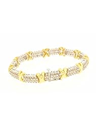 14K Two Tone Gold "X" Pattern Bracelet w/ Diamonds