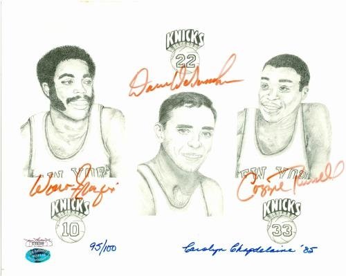 Dave DeBusschere, Walt Frazier & Cazzie Russell Autographed/Hand Signed Lithograph (New York Knicks)