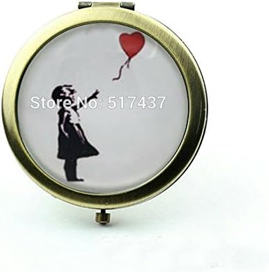 easyLife Girl With A Balloon Pocket Mirror Banksy Graffiti Small Cosmetic Mirror Cute Compact Mirror