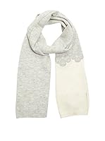 Alice Hannah Bufanda Lana Embroidery Flower Pearl (Gris / Blanco Roto)