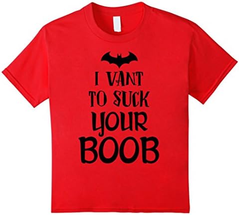 Kids I Vant to suck your boob t shirt Halloween kid tee 4 Red