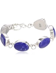 Sterling Silver Gem Inlay Bracelet with Toggle Closure