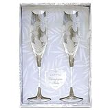 Hawaiian Etched Plumeria Flower Champagne Flute Set