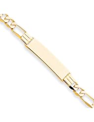 14 Karat Yellow Gold Figaro ID Bracelet - 8 Inch