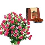 Mother's Day Flowers and Treats - Pink Spray Roses with Free Box of French Chocolate Truffles