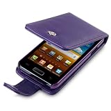 SAMSUNG i9070 GALAXY S ADVANCE HANDY LEDER TASCHE CASE H�LLE IN LILA, QUBITS RETAIL VERPACKUNGvon "QUBITS"