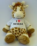Giraffe plush toy with I Love Nevada T-Shirt