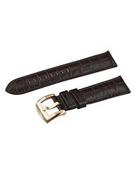 SR Brown Italian Calfskin Leather Padded Crocodile Grain 22mm Watch Strap with Rose Gold Buckle