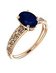 14K Rose Gold 8.00x6.00mm Oval Cut Sapphire Ring -- LIFETIME WARRANTY