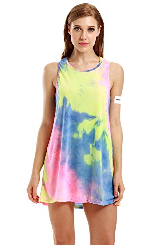 Creabygirls® Womens Sleeveless Tie-dye Round Neck Mini Dress