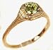 14k Yellow Gold Edwardian Style Filigree Peridot Ring