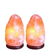 IMAGE OF 8 Inch, Indus Classic, Lot of 2 Himalayan Rock Crystal Salt Lamps 7~10 Lbs Comes with Shrink Wrapped, Cord, Bulbs. Get Free 125 Grams Gourmet Pink Edible Food Grade Salt.