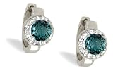 14K White Gold Round Created Alexandrite and Diamond Huggy Earrings