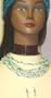 Four Strand Ivory Pearls and Turquoise Blue Beads Short Chain Necklace with and Earrings