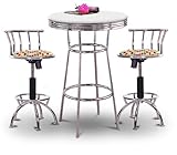 IMAGE OF Chrome Bar Table & 2 Chrome Adjustable 24