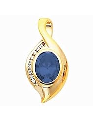 18K Yellow Gold Oval Cut London Blue Topaz Pendant -- LIFETIME WARRANTY