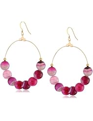 Kenneth Jay Lane Gold Hoop Cherry Agate Bead Fishhook Earrings