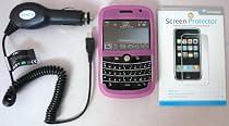 FLASH SUPERSTORE VALUE PACK FOR BLACKBERRY 9000 BOLD SILICON SKIN COVER/CASE PROTECTIVE RUBBER HOT PINK + LCD SCREEN PROTECTOR + COMPATIBLE CAR CHARGER