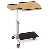 Oak Finish Laptop Stand with Silver Frame Oak Top/Black Base/Silver Frame