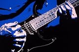 Close-up of Electric Guitar Player Art Stretched Canvas Poster Print by Carol & Mike Werner, 22x15