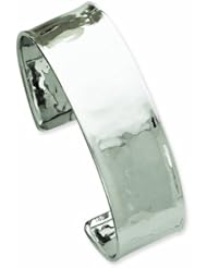 14K White Gold 19mm Lightly Hammered Polished Bangle