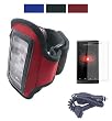 Microsoft Zune HD Armband with Armlength 10.5 Inch and 14.6 Inch + Screen Protector + Zune HD Car Charger (10.5", Red)