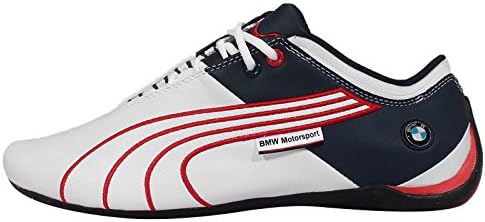 Puma Men's BMW MS Future Cat M1 Leather, WHITE-RED-BMW TEAM BLUE, 9.5 M US