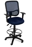Modern Mesh Ergonomic Task Chair with Adjustable Arms and Footstool (Navy) (49"H x 25.5"W x 25.5"D)