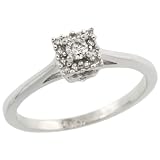 10k White Gold Square-shaped Diamond Engagement Ring w/ 0.119 Carat Brilliant Cut Diamonds, 3/16 in. (5mm) wide