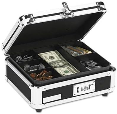 Vaultz - Plastic & Steel Cash Box W/Tumbler Lock Black & Chrome "Product Category: Money Handling Products/Cash & Check Boxes"