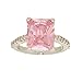 Large Emerald Cut Pink Cubic Zirconia Solitaire Ring with Tiny Side Stones