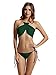 zeraca Women's High Neck Criss Cross Tie Side Bikini Swimsuits (M10, Everglade Green)