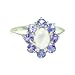 9ct White Gold Ladies Fiery Opal & Tanzanite Cluster Ring - Free Delivery - Finger Sizes L to Z Available