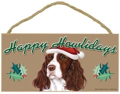 Happy Howlidays" Wooden Sign - Springer Spaniel by SJT Enterprises
