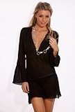 Long Sleeve Tunic with Crochet Band Gauze Cover Dress
