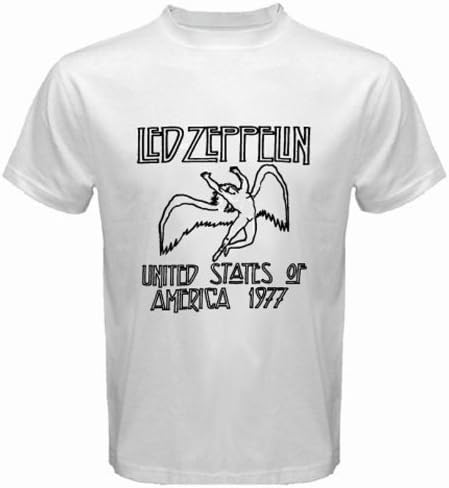 LED ZEPPELIN Concert Tour 1977 Legend Rock Band Mens White T-Shirt Size M