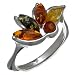 Certified Genuine Multicolor Amber and Sterling Silver Fantasy Ring