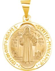 14K Yellow Gold Medal Round Hollow St. Benedict Mdl