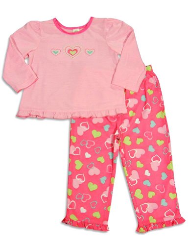 Little Me - Toddler Girls Long Sleeve Heart Pajamas, Pink, Fucshia