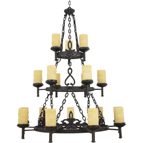 Quoizel LP5018IB La Parra 18-Light Chandelier with Candella Scavo Glass Shades, Imperial Bronze