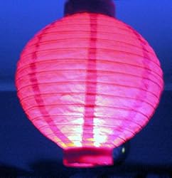 Asian Pink Battery Operated 8" Paper Lantern