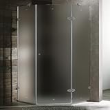 Vigo Industries VG6061BNMT42L Frameless NeoAngle Frosted Glass Shower Enclosure, Nickel Vigo Industries VG6061BNMT42L Frameless NeoAngle Frosted Glass Shower Enclosure, Nickel